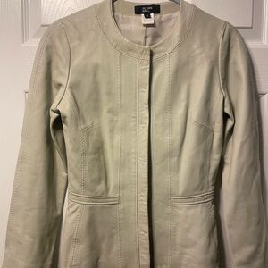Ann Taylor Light Cream Leather Women's Blazer